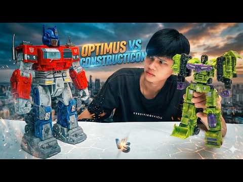 Constructicons Combine into DEVASTATOR vs OPTIMUS PRIME - 6-in-1 GIANT! How 6 Ultimate Robot Car Toy
