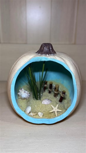 Beach Dune Pumpkin Fall DIY using a carvable pumpkin #falldiy #CraftyBeach #pumpkindiy | Crafty Beach