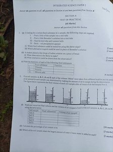 Integrated Science Paper 2 – Section A (Practical Test)(a) In... | Filo