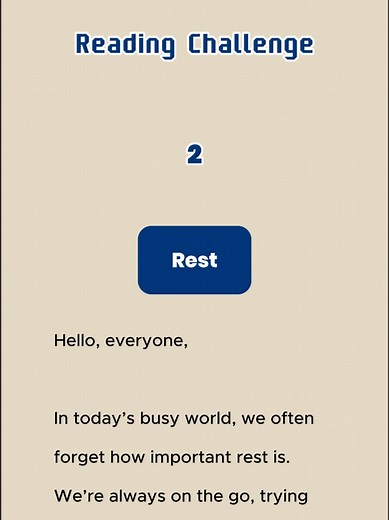 Rest ( Reading Challenge ) #learnenglish #practiceenglish #readingchallenge #reading #englishtest #spokenenglish