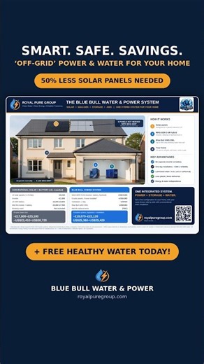 STAY 'OFF-GRID' WITH 50% Less Solar Panel Requirement + FREE Fresh Low Alkaline Water For Your Home.