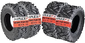 MASSFX 25x8-12 Front & 25x10-12 Rear Off-Road Tire for All-Terrain (ATV), Utility Task (UTV), & Side-by Side (SXS) Vehicles 25/8-12,25/10-12