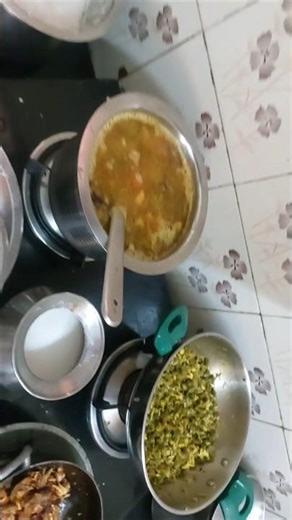 Today's veg.lunch menu Rice, capsicum and brinjal sambar, beens thalimpu, kakarakai fry, curd