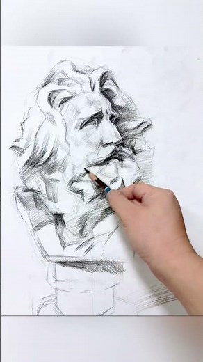 Drawing with charcoal pencil