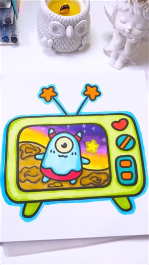 Alien television 👽📺 #art #coll2color #drawing #cozy #relaxing