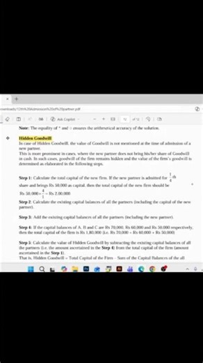 Adjustment of Capital of Partners | Cash A/c, New Balance Sheet & Hidden Goodwill | Class 12 Account