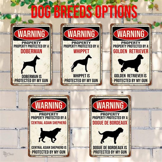 Beware of Dog Sign: Custom Dog Gate Metal Sign, Personalised Dog Fence Yard Warning Sign No Trespassing Dog, up to 94 Breeds - Etsy UK