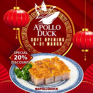 APOLLO DUCK เปิดแล้ว! รับส่วนลด 20% ในช่วง Soft Opening นี้. ร้าน Apollo Duck ร้านเป็ดย่างไม้ลิ้นจี่ หมูแดง หมูกรอบสูตรฮ่องกงแท้ๆ. (ส่วนลดหมดเขต 31 มีนาคมนี้) —————————— ⏰ เปิด 11:00-18:00 หรือจนกว่าของหมด (ปิดทุกวันอาทิตย์) ☎️ 081-201-4444 📲 LINE OA: @apolloduckbkk กด —> https://lin.ee/kC0617S 📍 20 ซอยสาทร 11. แผนที่—> shorturl.at/bceB2 *** MENU --> shorturl.at/epBK2 | Apollo Duck เป็ดย่างอพอลโล