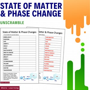 States of Matter and Phase Changes Science Activity - Word Scramble Challenge