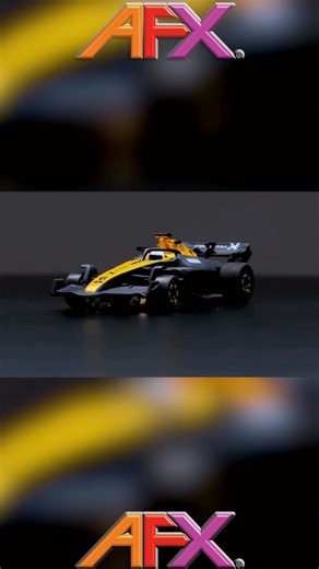 The yellow on matte black Formula 1 in HO scale, one of two incredible cars in the Formula 2 pack from AFX. . TWO striking Formula liveries modeled with AFX precision: Black on red and yellow on matte black. . Presented with unprecedented detail in HO scale. . Raise the value and lower the price with this Formula 2-Pack. It includes two HO scale Formula race cars modeled with AFX precision and delivered in 2 striking liveries: Black on red and yellow on matte black. . Ask about AFX at your local