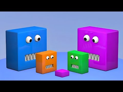 Cute Heart Monsters 💖 | Colorful Cube World | 3D Animation #3
