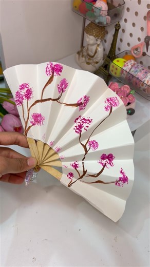 DIY Cherry Blossom Japanese Fan😱#shorts #paperfan