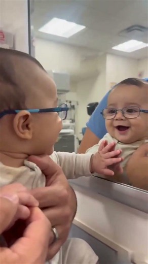 Priceless Reaction | Baby Sees Himself Clearly in the Mirror for the First Time After Glasses ❤️