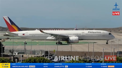 Philippine Airlines Airbus A350-900 takes off from LAX on Feb 18, 2026! ✈️ A rare sight on our live shows—but get ready, the airline’s brand-new A350-1000 lands at LAX for the very first time on Feb 19, 2026! #airlinevideoslive #airlinevideos #airports #aviation #aviationdaily #airplanes #avgeek | AIRLINE VIDEOS
