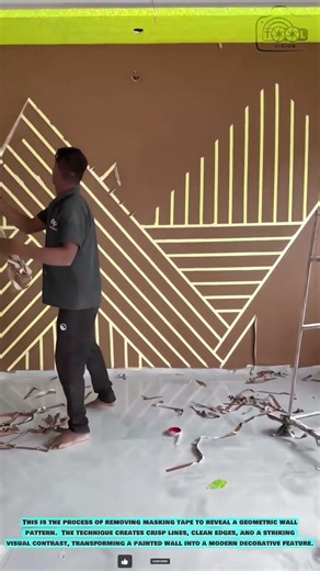 Masking Tape Removal Tool: Geometric Wall Pattern Reveal Process
