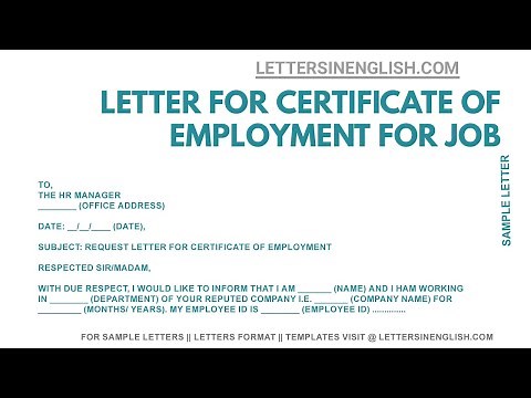 Request Letter for Certificate of Employment for Job Application | Sample Request Letter Format