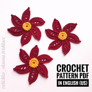 Irish Lace Flower Crochet Pattern: Detailed Applique Tutorial (PDF Download) - Etsy