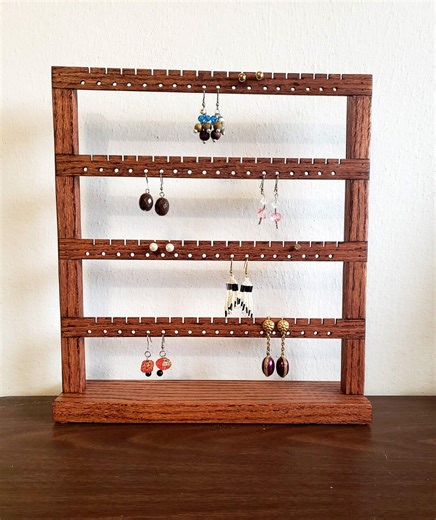 72 Pair Earring Holder Stand, Jewelry Organizer, Earring Organizer, Jewelry Storage, Earring Display, Solid Oak Wood - Etsy