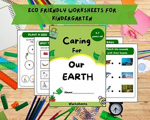 Printable Eco-friendly Kindergarten Worksheets, Drawing and Coloring, Match the Picture, Mazes Solving - Etsy Australia
