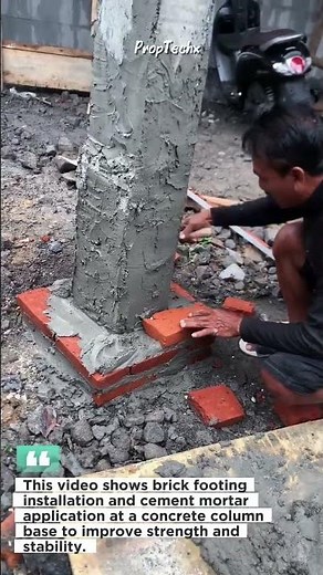 Brick Footing & Column Base Mortar Work | Satisfying Build #construction #masonry #concrete