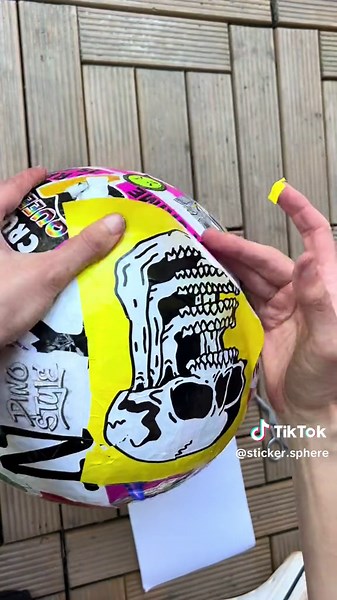Watch me add this giant eggshell sticker to the sphere⭕️ sticker by CHUM4LUNCH #sticker #stickers #eggshell #stickerart #stickerartist