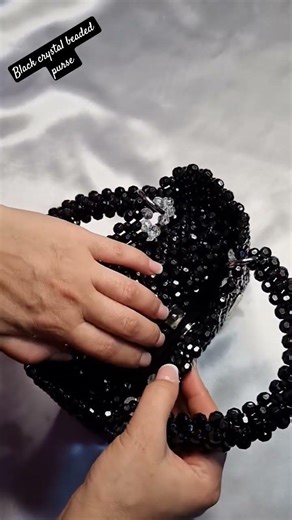 Beautiful Black crystal beaded purse 👛 tutorial (Handmade beaded purse 👛) #youtubeshorts
