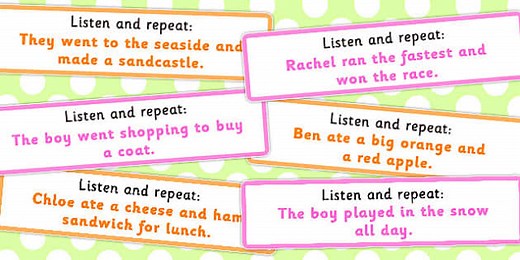 Listen and Repeat 8-9 Word Length Sentence Cards