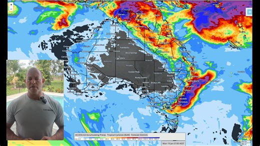 ⚠️ Weather Update – 15 January 2026 Issued 10:40 am AEST | Oz Industries Forecasting A dynamic week ahead across Australia as multiple troughs and lows interact with deep tropical moisture and strengthening ridges on both coasts. National Overview A broad inland trough extends across western and northern Australia, feeding tropical moisture eastward into Queensland and New South Wales. The Tasman Sea ridge continues to drive an onshore easterly flow, ensuring a humid and unstable atmosphere over