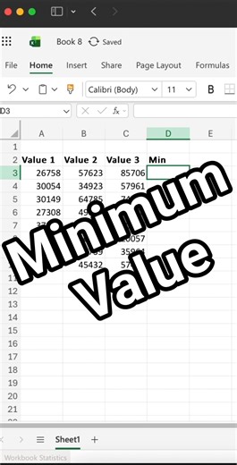 How to get Minimum value in Excel #excel #skills #exceltricks #microsoftexcel