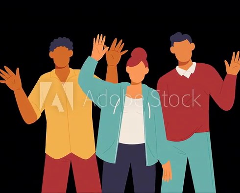 Cartoon People Waving Hand Animation HD On Alpha