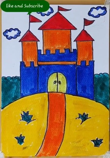 Easy Castle Drawing for Kids 🏰✨ #shorts