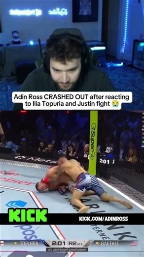 Adin CRASHED OUT after reacting to Ilia Toparia & Justine Garthje fight #ufc #iliatopuria #adinross
