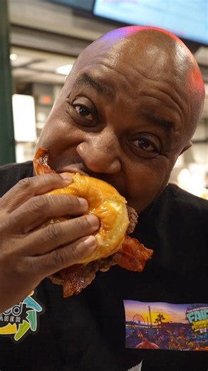 Sweet, savory and insane. 🍔 Get wild with a Craz-E Burger from The Emporium in the Better Living Center, sponsored by American Comfort! | The Big E