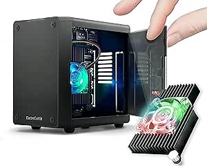 ElectroCookie Mini PC Case for Raspberry Pi 5 with Active RGB Lighting Cooler (Matte Black)