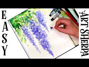 Easy Q-tip Wisteria How to Paint Watercolor Step by step | The Art Sherpa