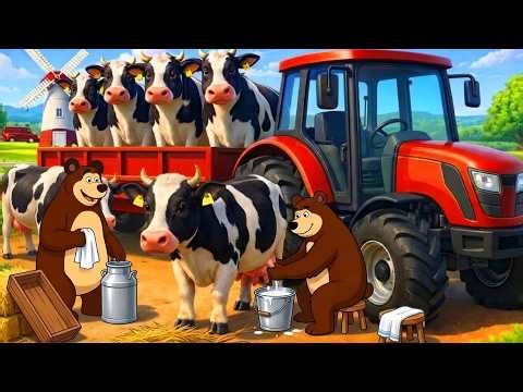 Farm Work: Milk Harvesting from Dairy Cows 🐄🥛 | Milk Collection & Transport | Real Farm Animation