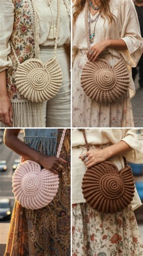 Macrame School on Instagram: "Macramé Shell Bags - Seashell inspired designs. Check out how to make these bags on my YouTube channel: Macrame School - Link in Bio! 🐚 . . . #bohofashion #shellbag #macrame #crochetinspiration"