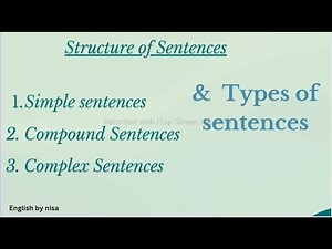 Types of sentences and Sentence structure|| Simple, compound & Complex sentences in English