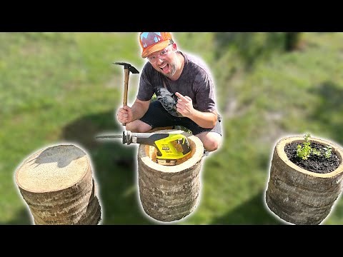 🌴 How to Make PALM TREE Log Planters For Your Garden 🪵 // EASY DIY