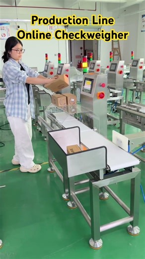 High accuracy touch screen production line checkweigher with pusher rejector#weighingscale