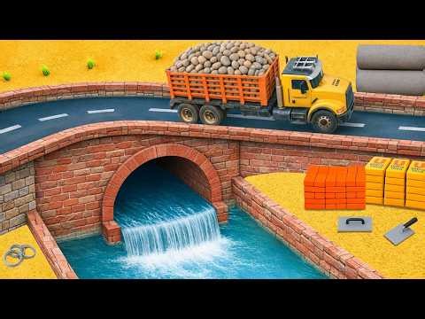 DIY Construction Science Project - Building a Strong Brick Arch Bridge Over a Water Canal
