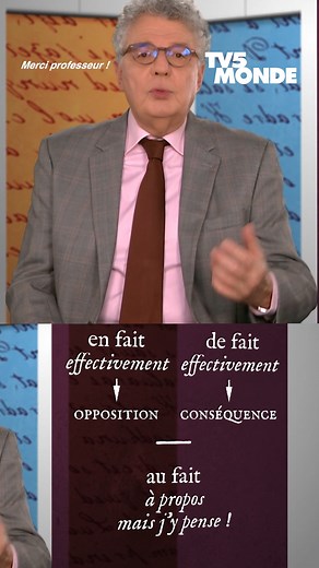 🤔 Vous utilisez souvent « en fait » ou « au fait » ? Savez-vous vraiment ce qu’ils signifient ? Cette vidéo vous explique comment ne plus jamais les confondre : deux expressions proches… mais très différentes ! #merciprofesseur #merciprof #grammaire #languefrançaise #tv5monde | TV5MONDE