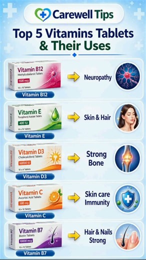 Top 5 Vitamins Tablets & Their Uses | Health Tips #Shorts #Viral