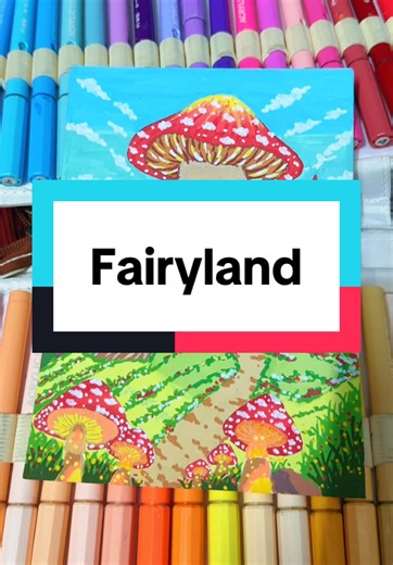 Nay tui vẽ xứ sở thần tiên - Mushroom Castle. Mn xem hoan hỉ ạ#acrylicpainting #acrylicmarker #studywsol #tapve #phongcanh