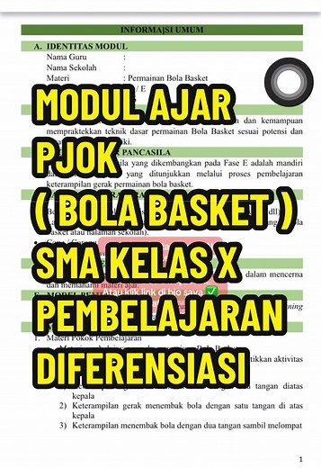 Modul Ajar PJOK Kelas X: Teknik Shooting Bola Basket