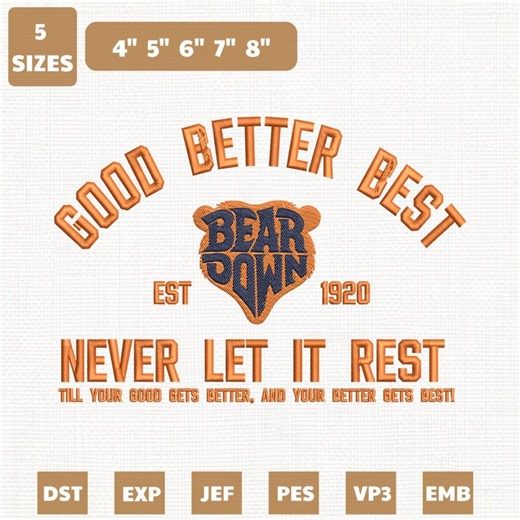 Bear Down Machine Embroidery File, Orange and Navy Design (digital Download) - Etsy