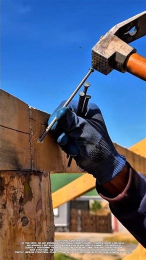Traditional Roof Beam Nailing Technique | Timber Framing Construction.