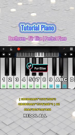 Tutorial: Fur Elise #foryou #fyp #tutorialpiano #perfectpiano #furelise