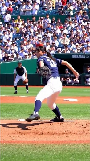 大谷翔平効果で野球女子ブームとなりピッチング練習して高校野球の横浜高校の始球式で速球ストライクを投げる美人が増える世界線 #baseball #女子野球 #大谷翔平 #横浜高校 #美人