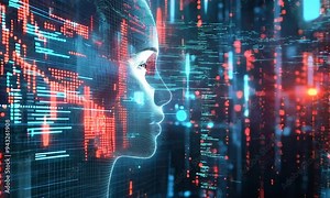 Video of a Artificial intelligence and stock market integration, digital analysis, advanced data algorithms, futuristic financial predictions